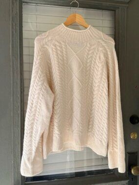 J. Crew Cream Cable Knit Crewneck Sweater